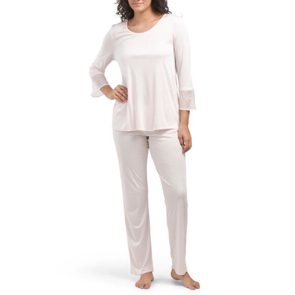 HANRO Glow Made In Portugal Silk Blend Audrey Long Sleeve Pajama Set